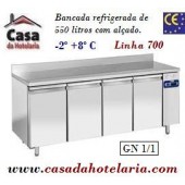 Bancada Refrigerada de 550 Litros com Alçado e 4 Portas GN 1/1 da Linha 700 (Grupo à distância) (transporte incluído) - Refª 101537