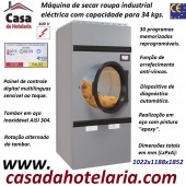 Máquina de Secar Roupa Industrial Eléctrica para 34 kg com Rotação Alternada do Tambor e Painel Digital Multilinguas, 37100 Watts (transporte incluído) - Refª 101575