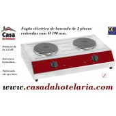 Fogão Elétrico Industrial de Bancada com 2 Placas Redondas, 2x 1500 Watts, Potência Total 3000 Watts (transporte incluído) - Refª 101599