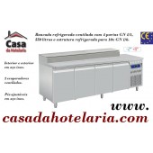 Bancada Refrigerada de 550 Litros com 4 Portas GN 1/1 e Estrutura Refrigerada para 10x GN 1/6 (transporte incluído) - Refª 101609