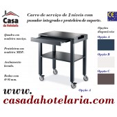 Carro de Serviço para Hotelaria de 2 Níveis com Prateleira de Suporte com 700x450x840 mm (LxPxA) (transporte incluído) - Refª 101651