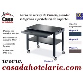 Carro de Serviço para Hotelaria de 2 Níveis com Prateleira de Suporte com 1000x560x840 mm (LxPxA) (transporte incluído) - Refª 101657