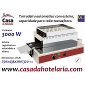 Torradeira Profissional Automática com Esteira, Tapete em Aço Inoxidável para até 1080 Tostas / Hora, 3000 Watts (transporte incluído) - Refª 101706