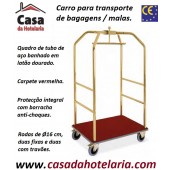 Carro para Transporte de Bagagens / Malas de Quadro Dourado e Carpete Vermelha, Dimensões de 790x590x1890 mm (LxPxA) (transporte incluído) - Refª 101767