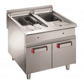 Fritadeira Industrial a Gás da Linha 900 com 2 Cubas de 18+18 Litros com Armário, +90º a +190º C, 30960 kcal/h (transporte incluído) - Refª 102226