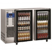 Bancada Industrial Refrigerada para Garrafas em Aço Inoxidável com 2 Portas de Vidro, 375 Litros, +1º +8º C (transporte incluído) - Refª 102293