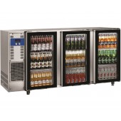 Bancada Industrial Refrigerada para Garrafas em Aço Inoxidável com 3 Portas de Vidro, 579 Litros, +1º +8º C (transporte incluído) - Refª 102294