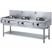 Fogão a Gás Asiático WOK de 3 Queimadores com Cortina de Água, 39000 Watts (transporte incluído) - Refª 100402