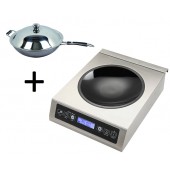 Fogão de Indução Elétrico com Placa Vitrocerâmica Profissional e Panela WOK, 3500 Watts (transporte incluído) - Refª 102920