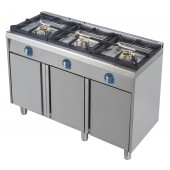 Fogão Industrial a Gás com 3 Queimadores Potentes com Pilotos sobre Móvel com Portas (transporte incluído) - Refª 102997