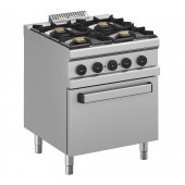 Fogão Industrial a Gás de 4 Queimadores com 4 Bicos de 5,5 kW e Forno de Convecção Elétrico Profissional +70° a +270°C, kcal/h 18917, Potência de 22000 Watts (transporte incluído) - Refª 102776