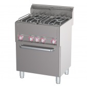 Fogão Industrial a Gás com 4 Queimadores, 2 Bocas de 3 kW + 2 Bicos 3.6 kW, com Forno de Convecção Elétrico Profissional +50° a +300°C, kcal/h 11350, Potência de 13200 Watts (transporte incluído) - Refª 102779
