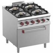 Fogão Industrial a Gás da Linha 900 com 4 Queimadores (2x 7kW + 2x 11kW) com Forno a Gás GN 2/1 (7 kW), 36980 kcal/h (transporte incluído) - Refª 100151