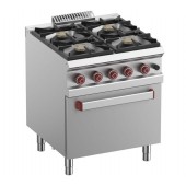 Fogão Industrial a Gás com 4 Queimadores e Forno a Gás Profissional GN 2/1, Potência de 34000 Watts (transporte incluído) - Refª 100059