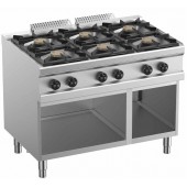 Fogão Industrial a Gás de Seis Queimadores sobre Armário, 6x Bicos de 5,5 kW, kcal/h 28375, Potência de 33000 Watts (transporte incluído) - Refª 100368