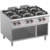 Fogão Industrial a Gás da Linha 900 com 6 Queimadores sobre Armário, 46440 kcal/h, Potência de 54000 Watts (transporte incluído) - Refª 100155