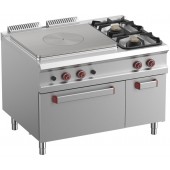 Fogão Industrial a Gás da Linha 900 com 2 Queimadores, Placa Radiante e Forno Profissional a Gás GN 2/1, 31820 kcal/h, Potência de 37000 Watts (transporte incluído) - Refª 100159
