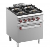 Fogão Industrial a Gás com 4 Queimadores e Forno Elétrico Profissional GN 2/1, Potência de 33300 Watts (transporte incluído) - Refª 100061