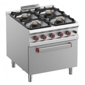 Fogão Industrial a Gás da Linha 900 com 4 Queimadores e Forno Profissional a Gás GN 2/1, 36980 kcal/h, Potência de 43000 Watts (transporte incluído) - Refª 100151