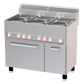 Fogão industrial Elétrico Trifásico com 6 Placas, Forno de Conveção GN 1/1 e Armário, Potência de 15130 Watts (transporte incluído) - Refª 102778