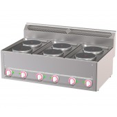 Fogão Industrial Elétrico Trifásico de Bancada com 6 Placas, Chapas com Ø 180 mm, Potência de 12000 Watts (transporte incluído) - Refª 102784