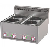 Fogão Industrial Elétrico Trifásico de Bancada com 4 Placas, Chapas com Ø 180 mm, Potência de 8000 Watts (transporte incluído) - Refª 102783