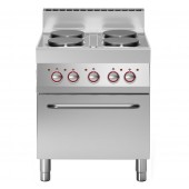 Fogão Industrial Elétrico de 4 Placas e Forno de Convecção de 5 Níveis GN 1/1, Potência 14360 Watts (transporte incluído) - Refª 100014