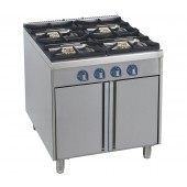 Fogão Industrial a Gás com 4 Bicos da Linha 900, Queimadores Profissionais Potentes sobre Móvel com Portas (transporte incluído) - Refª 103004