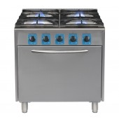 Fogão Industrial a Gás com 4 Bicos da Linha 900, Bocas Profissionais Potentes e Forno Profissional a Gás (transporte incluído) - Refª 102890