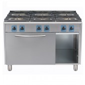 Fogão Industrial a Gás com 6 Bicos da Linha 900, Bocas Profissionais com Pilotos Potentes e Forno Profissional a Gás (transporte incluído) - Refª 102906