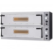 Forno de Pizzas Elétrico Industrial Trifásico de Duas Câmaras com Portas de Vidro, 6x Pizza Ø 350 mm, 10000 Watts (transporte incluído) - Refª 102858