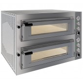 Forno de Pizzas Elétrico Industrial Trifásico de 2 Câmaras com Portas de Vidro para 4+4 pizza Ø 350 mm, 11500 Watts (transporte incluído) - Refª 102861