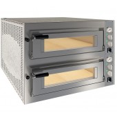 Forno de Pizzas Elétrico Industrial Trifásico de 2 Câmaras com Portas de Vidro para 6+6 pizza Ø 350 mm, 15100 Watts (transporte incluído) - Refª 102863
