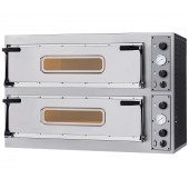 Forno de Pizzas Elétrico Industrial Trifásico de Duas Câmaras com Portas de Vidro, 4x Pizza Ø 350 mm, 10000 Watts (transporte incluído) - Refª 102857