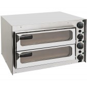 Forno de Pizzas Elétrico Profissional de 2 Câmaras Ø 350 mm com Portas de Vidro (transporte incluído) - Refª 102843