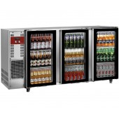 Frigorífico para Garrafas e Latas, Bancada Refrigerada Industrial em Aço Inoxidável com 3 Portas de Vidro, 579 Litros, +1º +8º C (transporte incluído) - Refª 102294