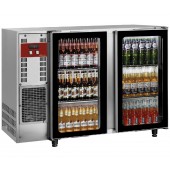 Frigorífico para Garrafas e Latas, Bancada Refrigerada Industrial em Aço Inoxidável com 2 Portas de Vidro, 375 Litros, +1º +8º C (transporte incluído) - Refª 102293