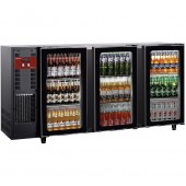 Frigorífico para Garrafas e Latas, Bancada Industrial Refrigerada Ventilada com 3 Portas de Vidro, 579 Litros, +1º +8º C (transporte incluído) - Refª 102288