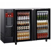 Frigorífico para Garrafas e Latas, Bancada Industrial Refrigerada Ventilada com 2 Portas de Vidro, 375 Litros, +1º +8º C (transporte incluído) - Refª 102287