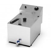 Fritadeira Profissional Elétrica de Bancada Trifásica de 8 Litros com Cesto, Tampa e Torneira, +195°C, 6000 Watts (transporte incluído) - Refª 102677