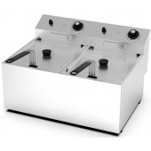 Fritadeira Profissional Elétrica Dupla de Bancada Trifásica de 8 +8 Litros com Cestos e Tampas, 0° +195°C, 12000 Watts (transporte incluído) - Refª 102678