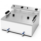 Fritadeira Industrial Elétrica de Bancada Monofásica LARGA de 20 Litros com Cabeças Removíveis, Cesto, Tampa e Torneiras, +195°C, 8400 Watts (transporte incluído) - Refª 102704
