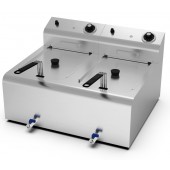 Fritadeira Industrial Elétrica Dupla de Bancada Monofásica de 8 +8 Litros com Cabeças Removíveis, Cestos, Tampas e Torneiras, +195°C, 7600 Watts (transporte incluído) - Refª 102699