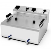 Fritadeira Industrial Elétrica de Bancada Trifásica LARGA de 20 Litros com Cabeças Removíveis, Cesto, Tampa e Torneiras, +195°C, 12000 Watts (transporte incluído) - Refª 102710