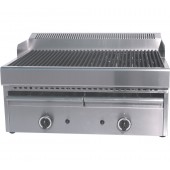 Grelhador Industrial a Gás de 2 Zonas Profissional, Grill a Vapor com Bacia de Água, 15480 kcal/h, Potência de 18000 Watts (transporte incluído) - Refª 100207