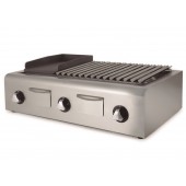 Grelhador Industrial a Gás de Pedra Lávica, Grill com Chapa de Grelhar, Dimensões de 900x500x280 mm (LxPxA), 16779 kcal/h, Potência de 19500 Watts (transporte incluído) - Refª 102722