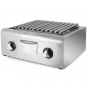 Grelhador Industrial a Gás de Pedra Lávica de 2 Zonas com 600x500x280 mm (LxPxA), 11189 kcal/h, Potência de 13000 Watts (transporte incluído) - Refª 102716
