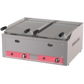 Grelhador Industrial a Gás de Pedra Lávica com 2 Zonas, 6900 kcal/h, Potência de 8000 Watts (transporte incluído) - Refª 100126