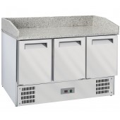 Mesa de Preparação de Pizzas Refrigerada com 3 Portas GN 1/1 e Bancada em Granito (transporte incluído) - Refª 102822