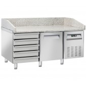 Mesa de Preparação de Pizzas Refrigerada com Porta, Gavetas e Bancada em Granito, -2°+8° C (transporte incluído) - Refª 102823